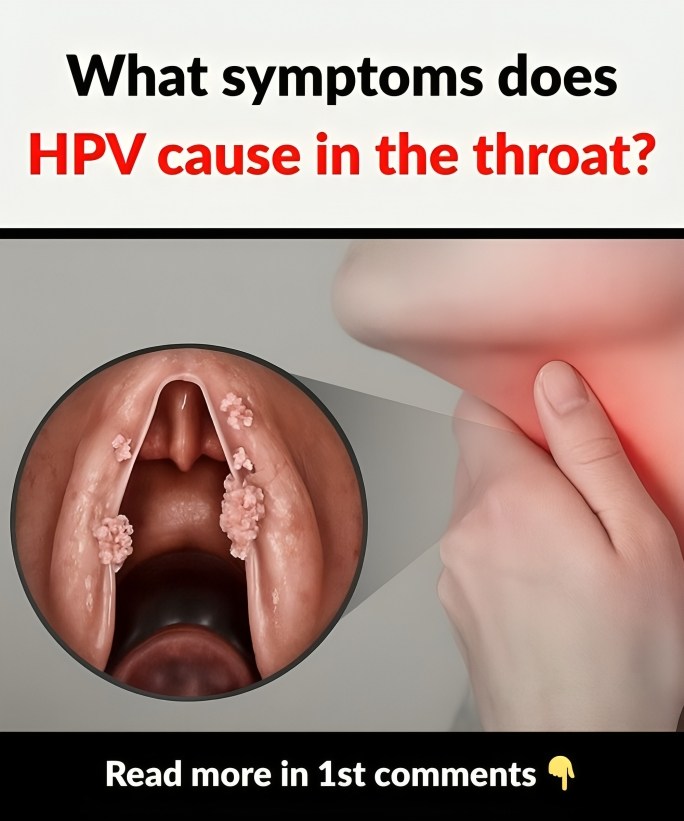 What symptoms does HPV cause in the throat?